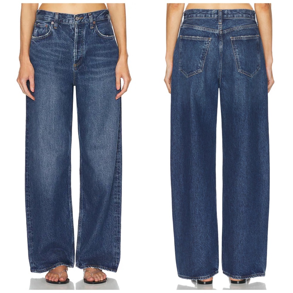 Agolde Low Slung Baggy Jeans In Image‎ Blue Straight Leg Size 31